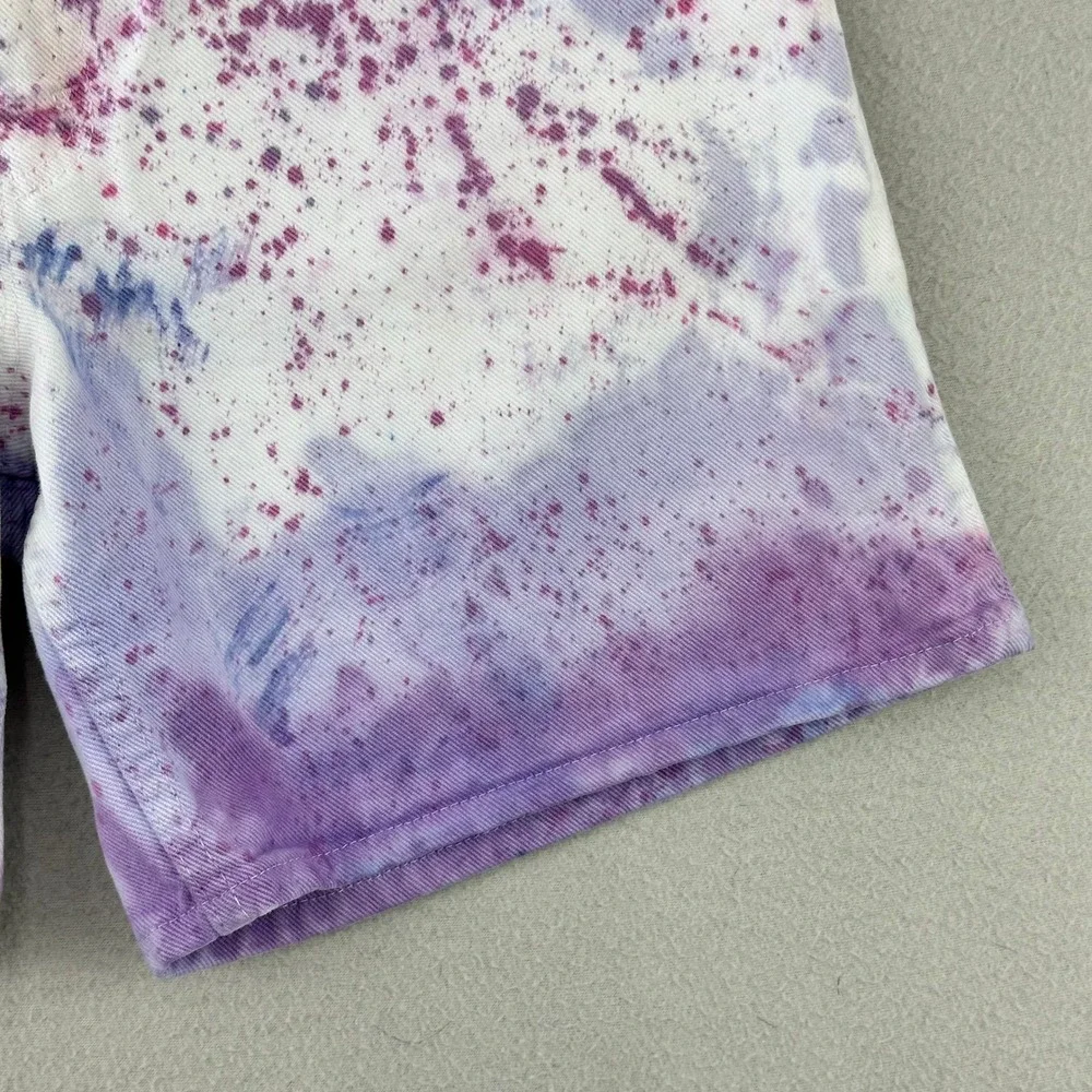 VTG Levi's 550 Relaxed Fit Shorts Women 11 White Tie Dye Splatter‎ Denim 90s USA
